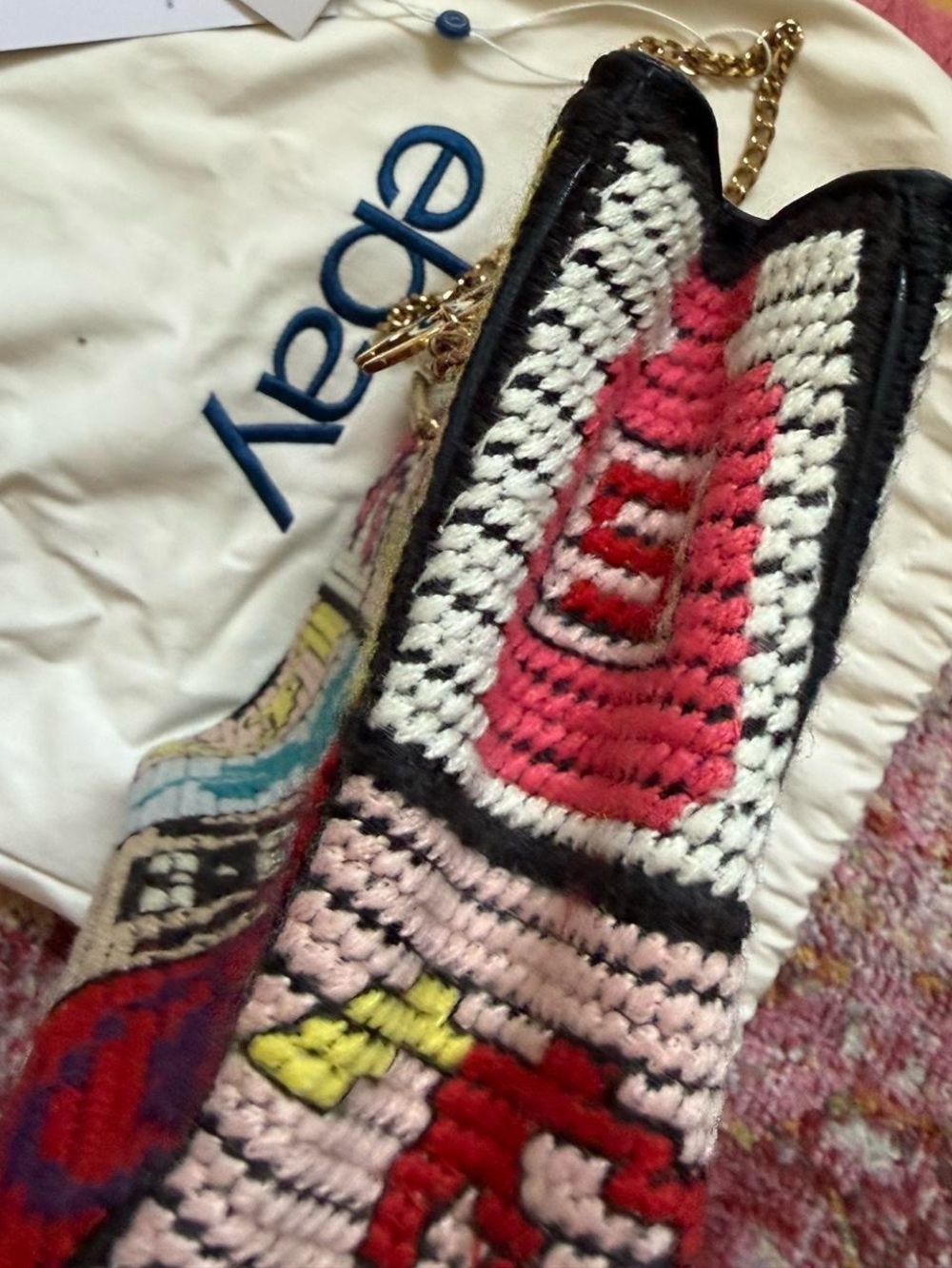 CHANEL Multicolor Embroidered Patchwork Precious Symbols Chain Shoulder Bag - Picture 6 of 8